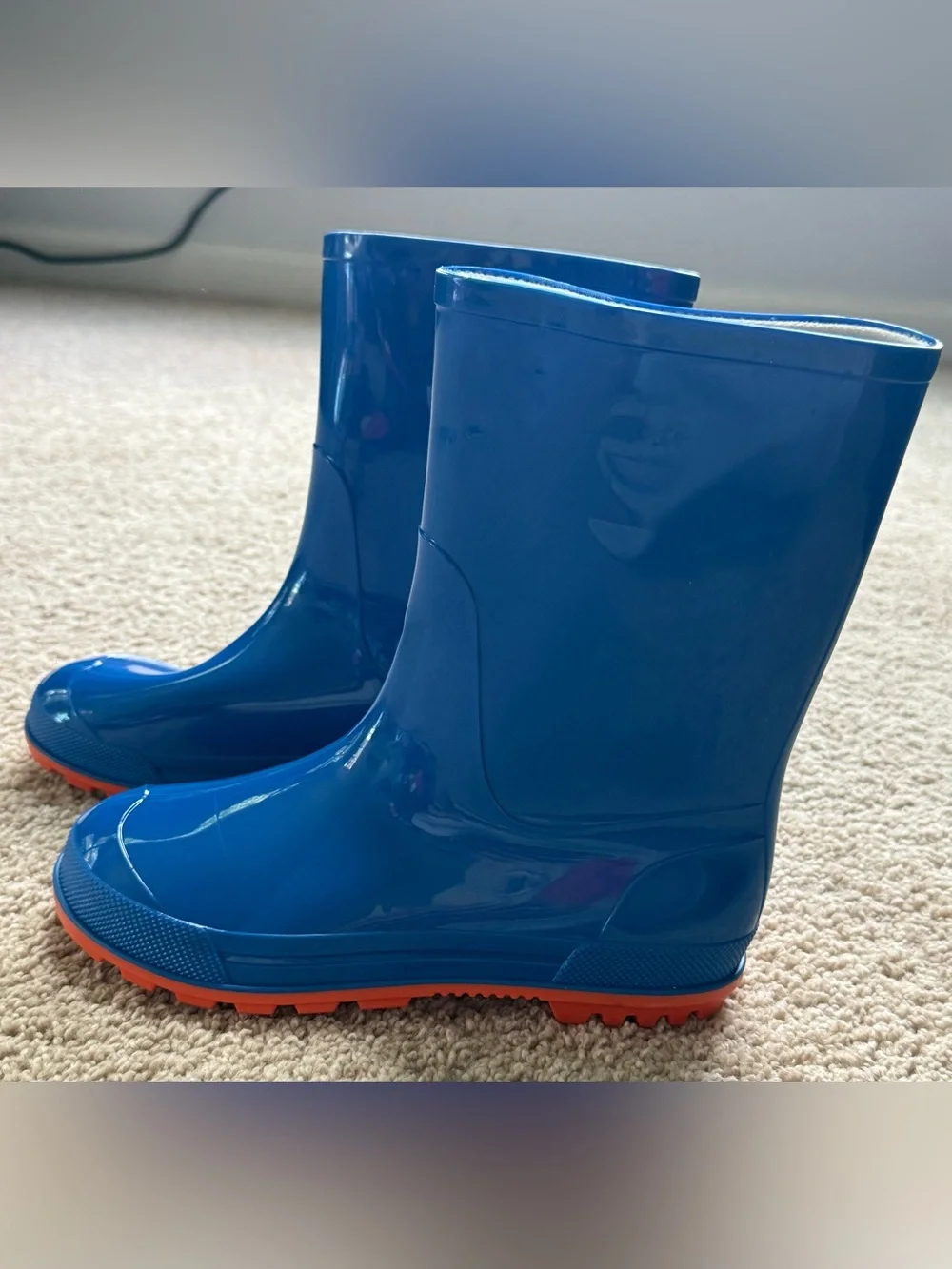Kids Blue and Orange Rain Boots